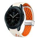 For Samsung Galaxy Watch 42mm Two Color Magnetic Folding Silver Buckle Silicone Watch Band(Starlight Orange) - 1