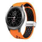 For Samsung Gear S2 Classic Two Color Magnetic Folding Silver Buckle Silicone Watch Band(Orange Black) - 1