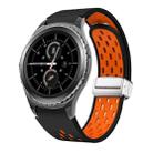 For Samsung Gear S2 Classic Two Color Magnetic Folding Silver Buckle Silicone Watch Band(Black Orange) - 1