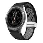 For Samsung Gear S2 Classic Two Color Magnetic Folding Silver Buckle Silicone Watch Band(Black Gray) - 1