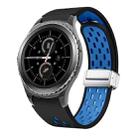 For Samsung Gear S2 Classic Two Color Magnetic Folding Silver Buckle Silicone Watch Band(Black Sky Blue) - 1