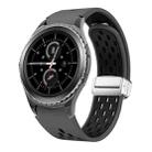 For Samsung Gear S2 Classic Two Color Magnetic Folding Silver Buckle Silicone Watch Band(Coal Black) - 1