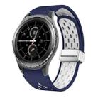 For Samsung Gear S2 Classic Two Color Magnetic Folding Silver Buckle Silicone Watch Band(Midnight Blue White) - 1