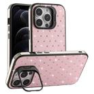 For iPhone 12 Pro Starry Bling Diamonds Lens Holder Phone Case(Pink) - 1