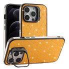 For iPhone 12 Pro Starry Bling Diamonds Lens Holder Phone Case(Orange) - 1