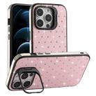 For iPhone 12 Pro Max Starry Bling Diamonds Lens Holder Phone Case(Pink) - 1