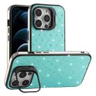 For iPhone 12 Pro Max Starry Bling Diamonds Lens Holder Phone Case(Green) - 1