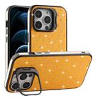 For iPhone 12 Pro Max Starry Bling Diamonds Lens Holder Phone Case(Orange) - 1