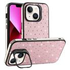 For iPhone 13 Starry Bling Diamonds Lens Holder Phone Case(Pink) - 1