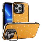 For iPhone 13 Pro Starry Bling Diamonds Lens Holder Phone Case(Orange) - 1