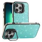 For iPhone 13 Pro Max Starry Bling Diamonds Lens Holder Phone Case(Green) - 1