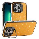 For iPhone 13 Pro Max Starry Bling Diamonds Lens Holder Phone Case(Orange) - 1