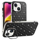 For iPhone 14 Starry Bling Diamonds Lens Holder Phone Case(Black) - 1