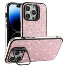 For iPhone 14 Pro Max Starry Bling Diamonds Lens Holder Phone Case(Pink) - 1