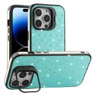 For iPhone 14 Pro Max Starry Bling Diamonds Lens Holder Phone Case(Green) - 1