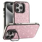 For iPhone 15 Pro Max Starry Bling Diamonds Lens Holder Phone Case(Pink) - 1