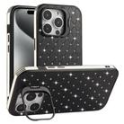 For iPhone 15 Pro Max Starry Bling Diamonds Lens Holder Phone Case(Black) - 1