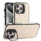 For iPhone 15 Pro Max Starry Bling Diamonds Lens Holder Phone Case(White) - 1