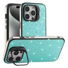 For iPhone 15 Pro Starry Bling Diamonds Lens Holder Phone Case(Green) - 1