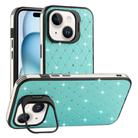 For iPhone 15 Plus Starry Bling Diamonds Lens Holder Phone Case(Green) - 1