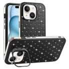 For iPhone 15 Plus Starry Bling Diamonds Lens Holder Phone Case(Black) - 1