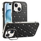 For iPhone 15 Starry Bling Diamonds Lens Holder Phone Case(Black) - 1