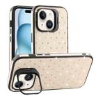 For iPhone 15 Starry Bling Diamonds Lens Holder Phone Case(White) - 1