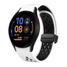 For Samsung Galaxy Watch FE 40mm Two Color Magnetic Folding Black Buckle Silicone Watch Band(White Black) - 1