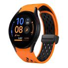 For Samsung Galaxy Watch FE 40mm Two Color Magnetic Folding Black Buckle Silicone Watch Band(Orange Black) - 1