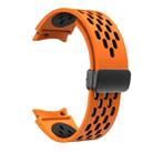 For Samsung Galaxy Watch FE 40mm Two Color Magnetic Folding Black Buckle Silicone Watch Band(Orange Black) - 3