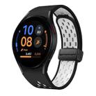 For Samsung Galaxy Watch FE 40mm Two Color Magnetic Folding Black Buckle Silicone Watch Band(Black White) - 1