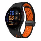 For Samsung Galaxy Watch FE 40mm Two Color Magnetic Folding Black Buckle Silicone Watch Band(Black Orange) - 1