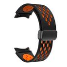 For Samsung Galaxy Watch FE 40mm Two Color Magnetic Folding Black Buckle Silicone Watch Band(Black Orange) - 3