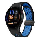 For Samsung Galaxy Watch FE 40mm Two Color Magnetic Folding Black Buckle Silicone Watch Band(Black Sky Blue) - 1