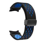 For Samsung Galaxy Watch FE 40mm Two Color Magnetic Folding Black Buckle Silicone Watch Band(Black Sky Blue) - 3