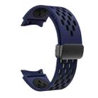 For Samsung Galaxy Watch FE 40mm Two Color Magnetic Folding Black Buckle Silicone Watch Band(Midnight Blue Black) - 3