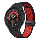 For Samsung Galaxy Watch 5 Pro 45mm Two Color Magnetic Folding Black Buckle Silicone Watch Band(Black Red) - 1