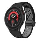 For Samsung Galaxy Watch 5 Pro 45mm Two Color Magnetic Folding Black Buckle Silicone Watch Band(Black Gray) - 1