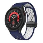 For Samsung Galaxy Watch 5 Pro 45mm Two Color Magnetic Folding Black Buckle Silicone Watch Band(Midnight Blue White) - 1