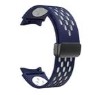 For Samsung Galaxy Watch 5 Pro 45mm Two Color Magnetic Folding Black Buckle Silicone Watch Band(Midnight Blue White) - 3