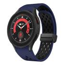 For Samsung Galaxy Watch 5 Pro 45mm Two Color Magnetic Folding Black Buckle Silicone Watch Band(Midnight Blue Black) - 1