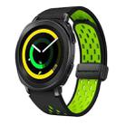 For Samsung Galaxy Gear Sport Two Color Magnetic Folding Black Buckle Silicone Watch Band(Black Silver Green) - 1