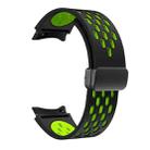 For Samsung Galaxy Gear Sport Two Color Magnetic Folding Black Buckle Silicone Watch Band(Black Silver Green) - 3