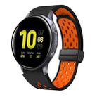 For Samsung Galaxy Watch Active 2 Two Color Magnetic Folding Black Buckle Silicone Watch Band(Black Orange) - 1