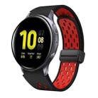 For Samsung Galaxy Watch Active 2 Two Color Magnetic Folding Black Buckle Silicone Watch Band(Black Red) - 1