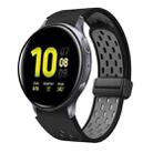 For Samsung Galaxy Watch Active 2 Two Color Magnetic Folding Black Buckle Silicone Watch Band(Black Gray) - 1