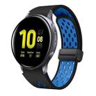 For Samsung Galaxy Watch Active 2 Two Color Magnetic Folding Black Buckle Silicone Watch Band(Black Sky Blue) - 1