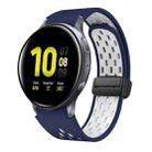 For Samsung Galaxy Watch Active 2 Two Color Magnetic Folding Black Buckle Silicone Watch Band(Midnight Blue White) - 1