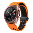 For Samsung Galaxy Watch 3 41mm Two Color Magnetic Folding Black Buckle Silicone Watch Band(Orange Black) - 1