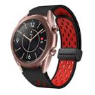 For Samsung Galaxy Watch 3 41mm Two Color Magnetic Folding Black Buckle Silicone Watch Band(Black Red) - 1